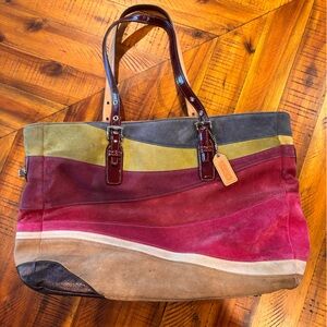 Coach Y2K Limited Edition Multicolor Suede Gallery Tote wave pattern #1434